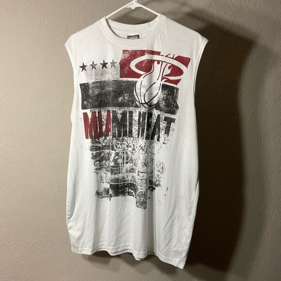 Zipway Mens Miami Heat NBA Basketball Relaxed Sleeveless Muscle Tank Top - White - Picture 5 of 7
